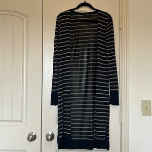 Lafayette 148 sheer navy striped duster- rayon